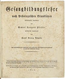 Michael Traugott Pfeiffer, Hans Georg Nägeli: Gesangbildungslehre nach Pestalozzischen Grundsätzen. Nägeli, Zürich 1810
